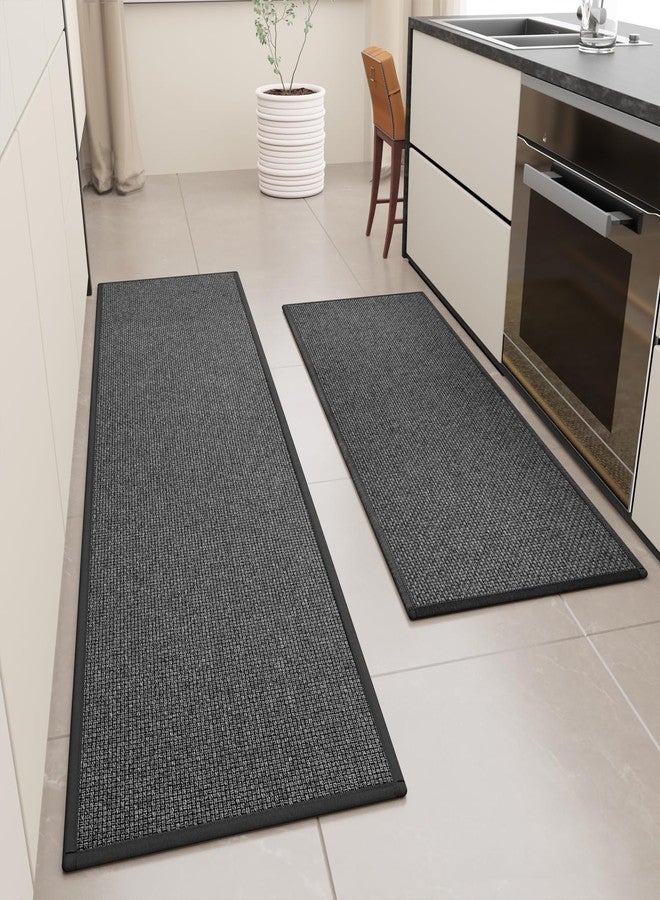 SUMLANS Kitchen Mat Set of 2 PCS, Cushioned Non Slip Rugs for Kitchen Floor, Absorbent Runner Comfort Standing Mats Washable for Kitchen, Office, Home, (Black, 17.3"x47"+17.3"x71") - Image 3